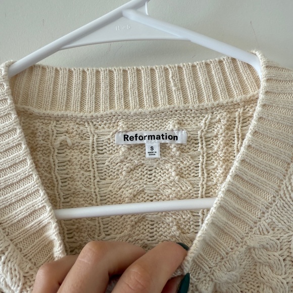 Reformation Cable Knit Cream Cardigan Sweater - Picture 3 of 5